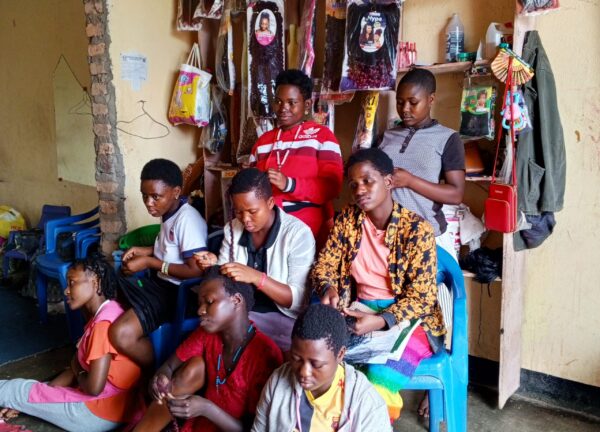Young mothers -during aprenticiship training in hair dressing at Grace Saloon in Mahyoro, Kitahwenda District-12th March 2024-By Jetrace