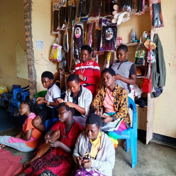 Young mothers -during aprenticiship training in hair dressing at Grace Saloon in Mahyoro, Kitahwenda District-12th March 2024-By Jetrace